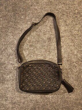 Michael Kors Studded Black Pebbled Leather Crossbody Bag